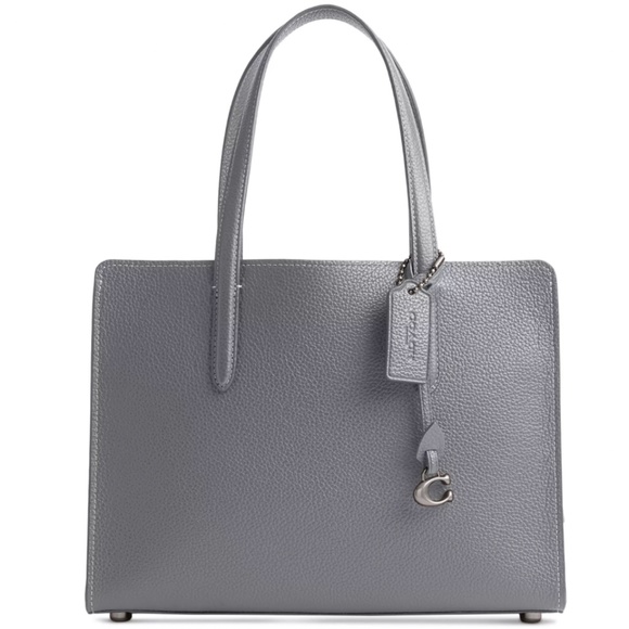 COACH Polished Pebble Leather Carter Carryall 28 LH/GREY BL